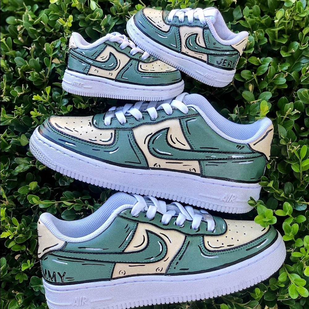 Custom Painted “Parent + Child Cartoon” Nike Air Force 1s